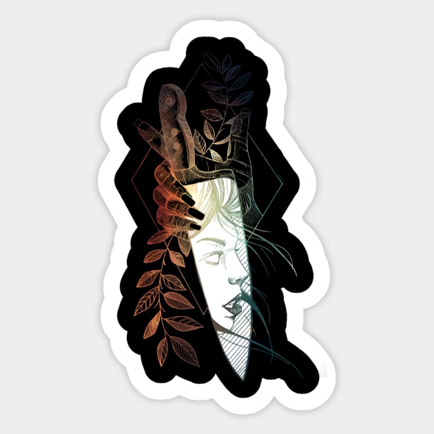 The Girl And The Knife As a Mirror Sticker by MythicalWorld